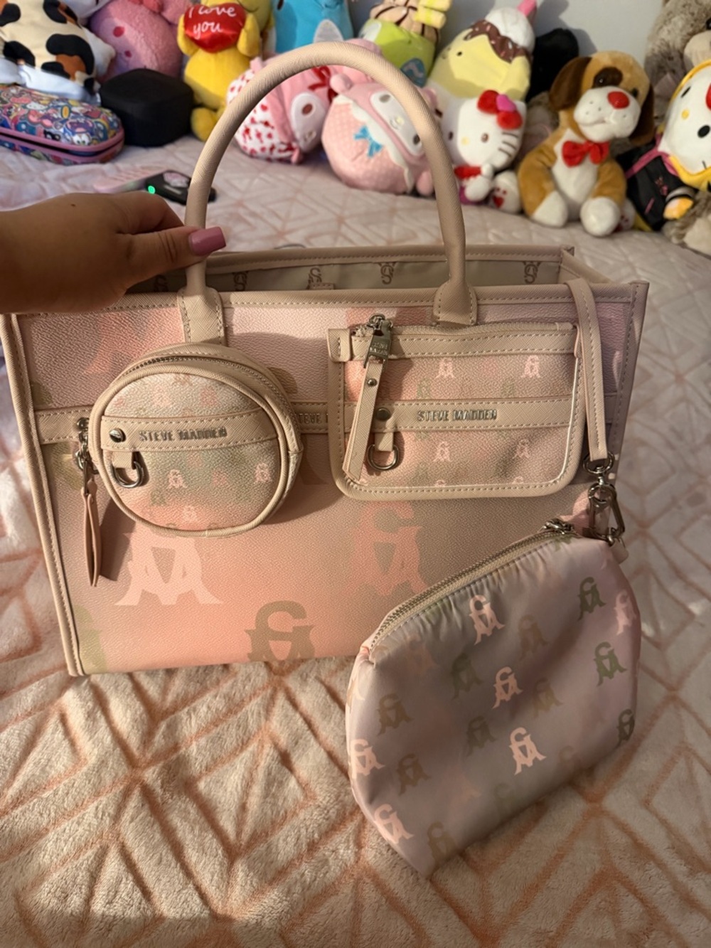 Steve Madden Pink Logo Tote with Coin Pouch - Picture 6 of 6